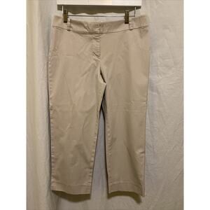 TALBOTS Womens Sz 8 PETITE Khaki Tan Beige Cropped Capri Signature Chino Pants
